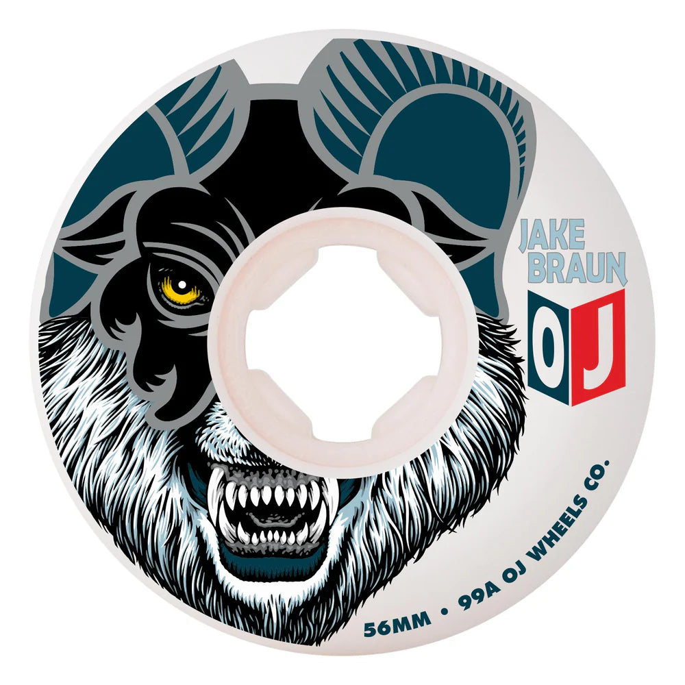 OJ 56mm Jake Braun Wolf Elite Hardline 99a Skateboard Wheels - M I L O S P O R T