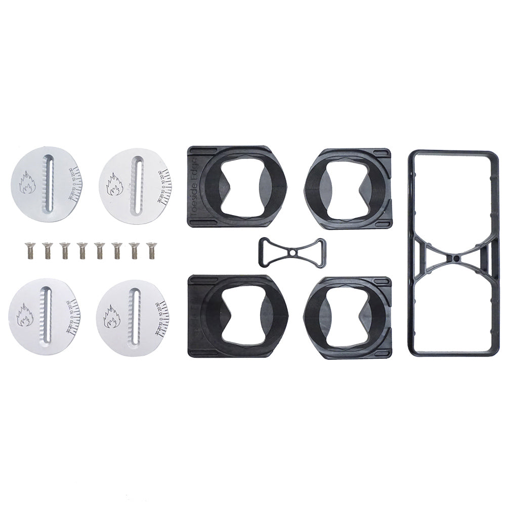 Spark R&D splitboard canted pucks for snowboarding, featuring adjustable mounts for improved stance and stability.