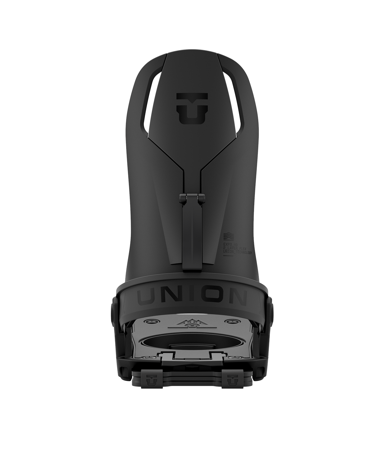 Union Charger snowboard bindings in black, designed for snowboarding, with straps and high-back support visible in the image.