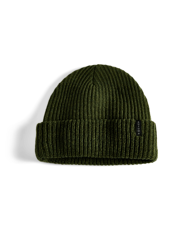 Autumn Wool Ribbed Knit Beanie in Army 2025 - M I L O S P O R T