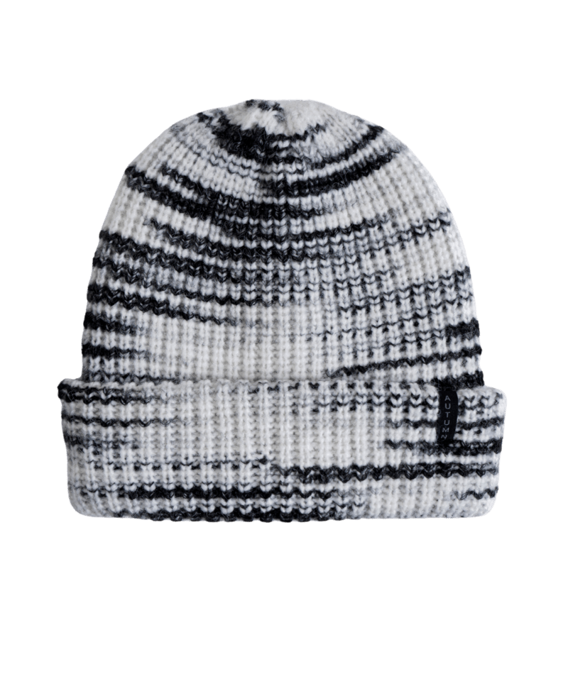 Autumn chunky stripe beanie hat in warm autumn colors, suitable for men and women, featuring bold horizontal stripes.