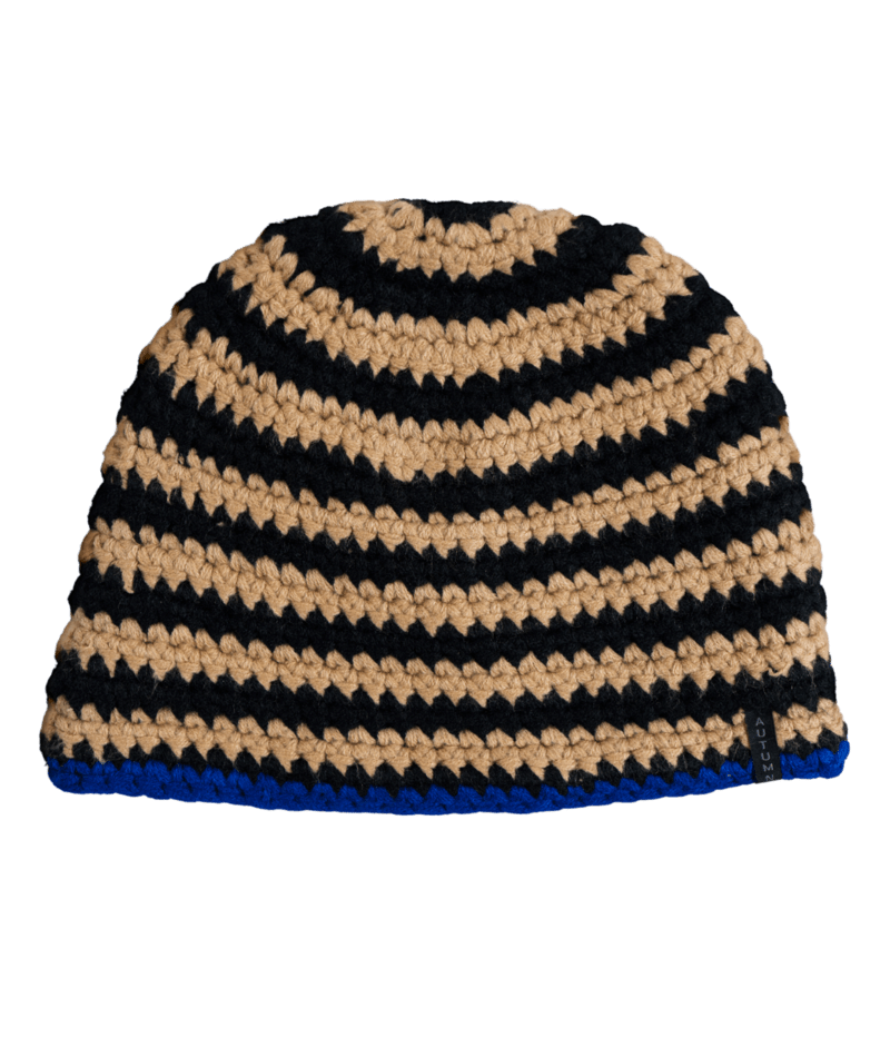 Autumn Crochet Beanie 2027 for men and women, cozy knit hat in autumn colors, stylish and warm winter accessory.