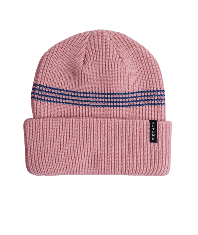 Autumn Mini Stripe Beanie for men and women featuring colorful autumn-inspired stripes, cozy knit fabric, and a snug fit.