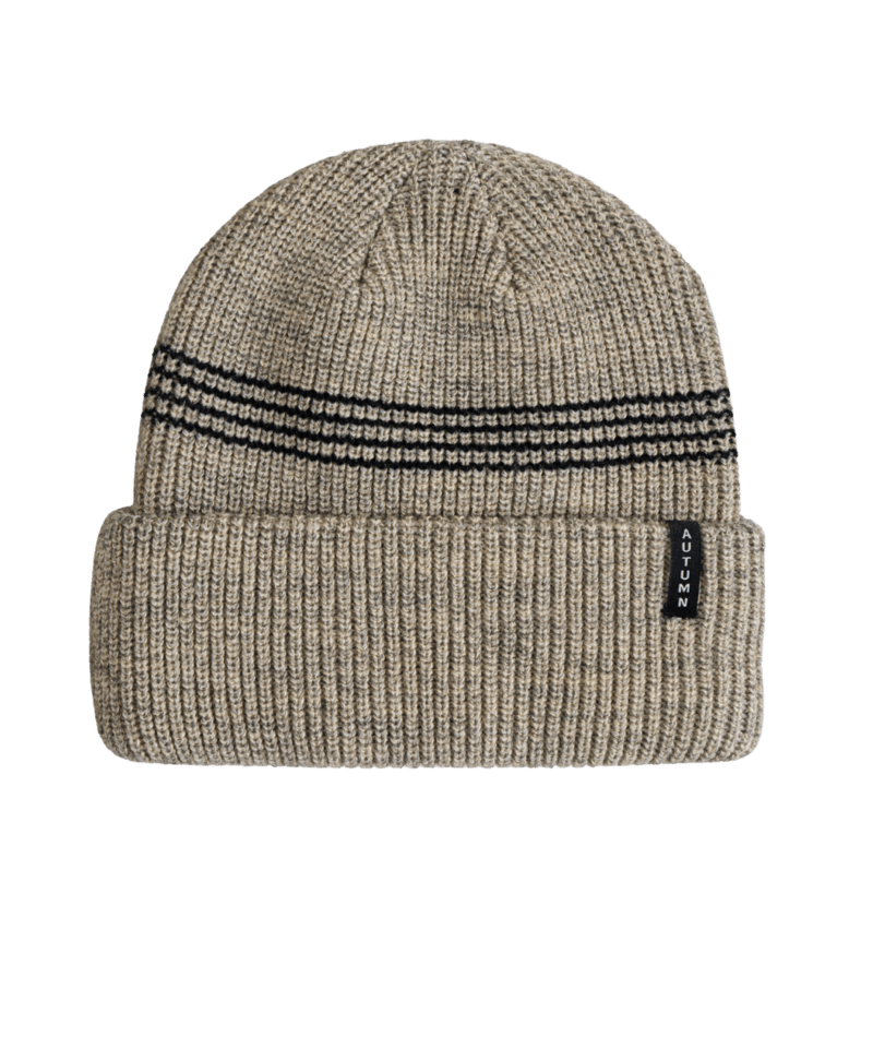 Autumn Mini Stripe Beanie for men and women featuring a cozy knit design with colorful stripes.
