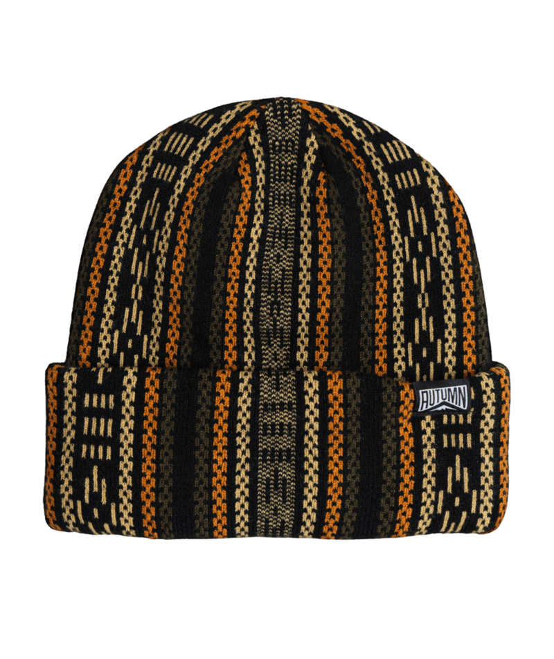Autumn Knapsack Beanie 2027, unisex knitted winter hat with a knapsack design, featuring warm, cozy fabric in a stylish fall pattern.