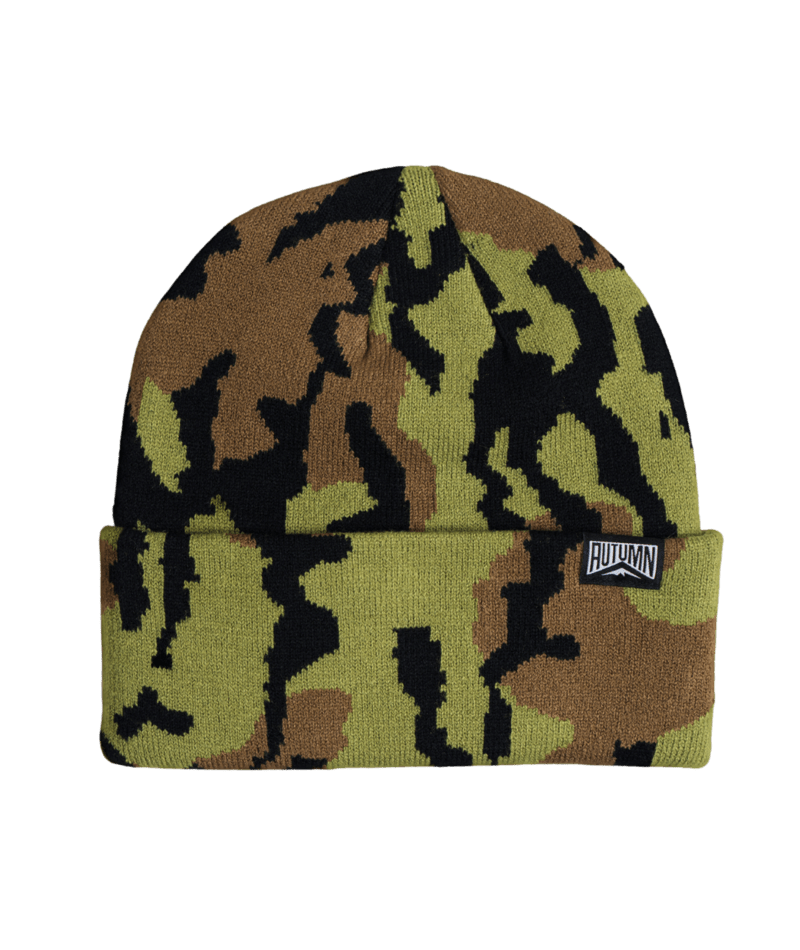 Autumn Old Growth Camo Beanie for men and women, featuring a stylish camouflage knit design from the Autumn brand.