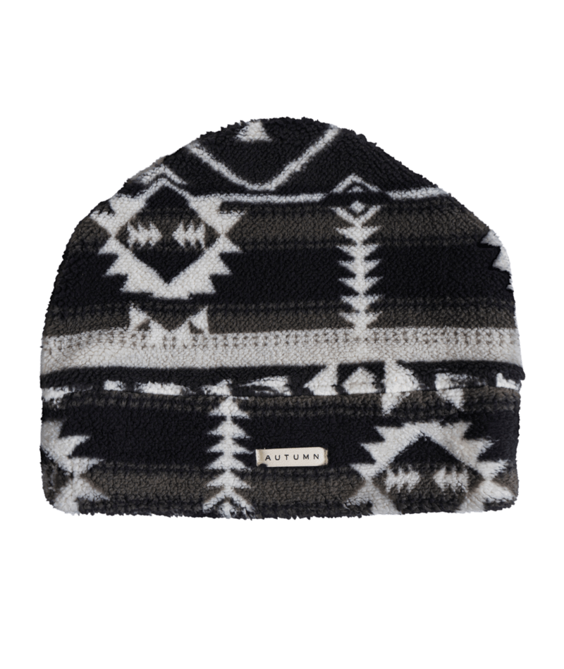 Autumn Mtn Goat Beanie for men and women, cozy knit hat featuring mountain goat design, in warm autumn colors.