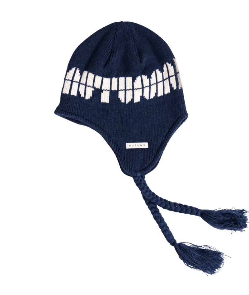 Autumn Soy Ear Flap Beanie for men and women, featuring warm knit fabric and ear flaps for cozy winter wear.