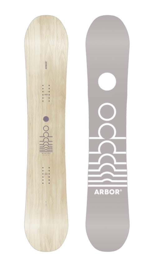 Arbor Mantra snowboard 2027 designed for snowboarding, featuring a sleek black and white graphic on a high-performance snowboard.