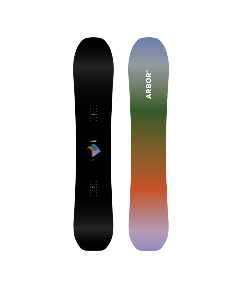 Arbor Sin Cara snowboard 2027 with sleek design, featuring snowboard graphics and bindings, ideal for all-mountain snowboarding.