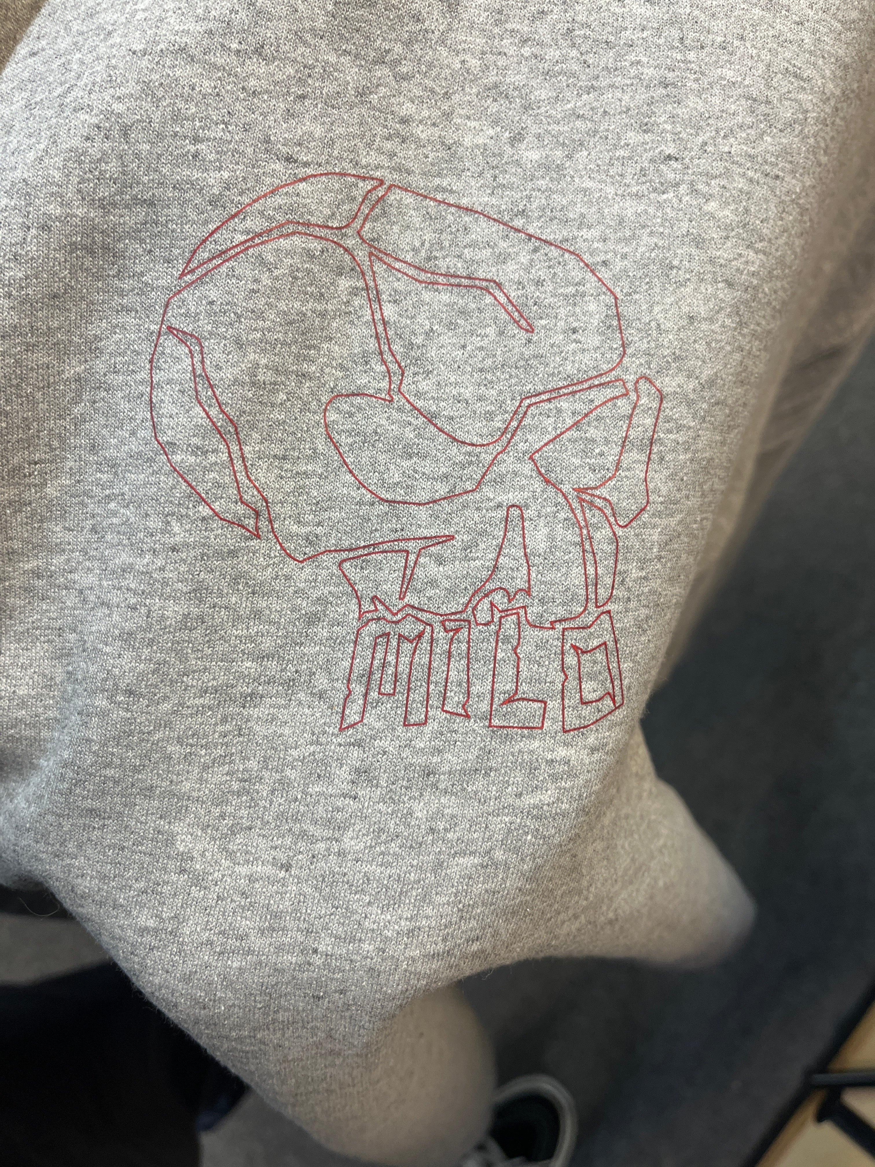 Milosport Mini Skull Crew Sweatshirt in Grey and Evil Red (Copy) - M I L O S P O R T