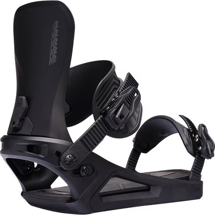 K2 Program snowboard bindings 2025 in black with adjustable straps and high-back support for snowboarding.