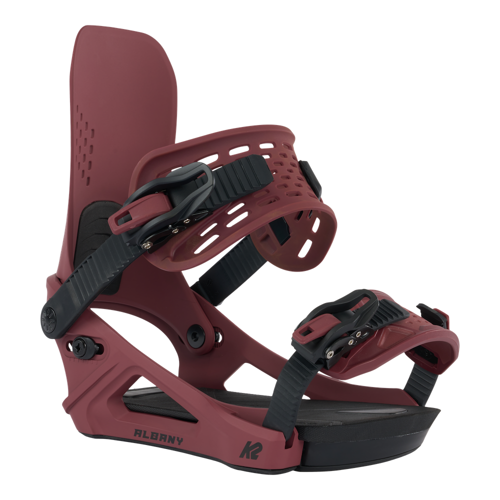K2 Albany Womens Snowboard Bindings in Maroon 2024 - M I L O S P O R T