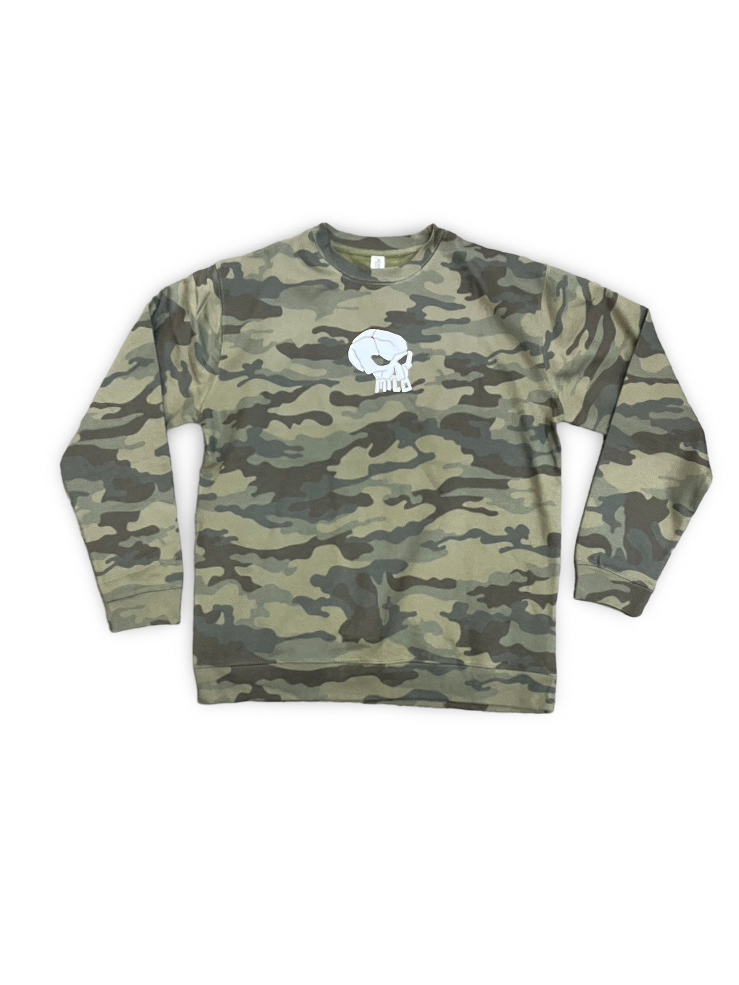 Milosport Block Logo Crew Sweatshirt in Camo Green and White - M I L O S P O R T