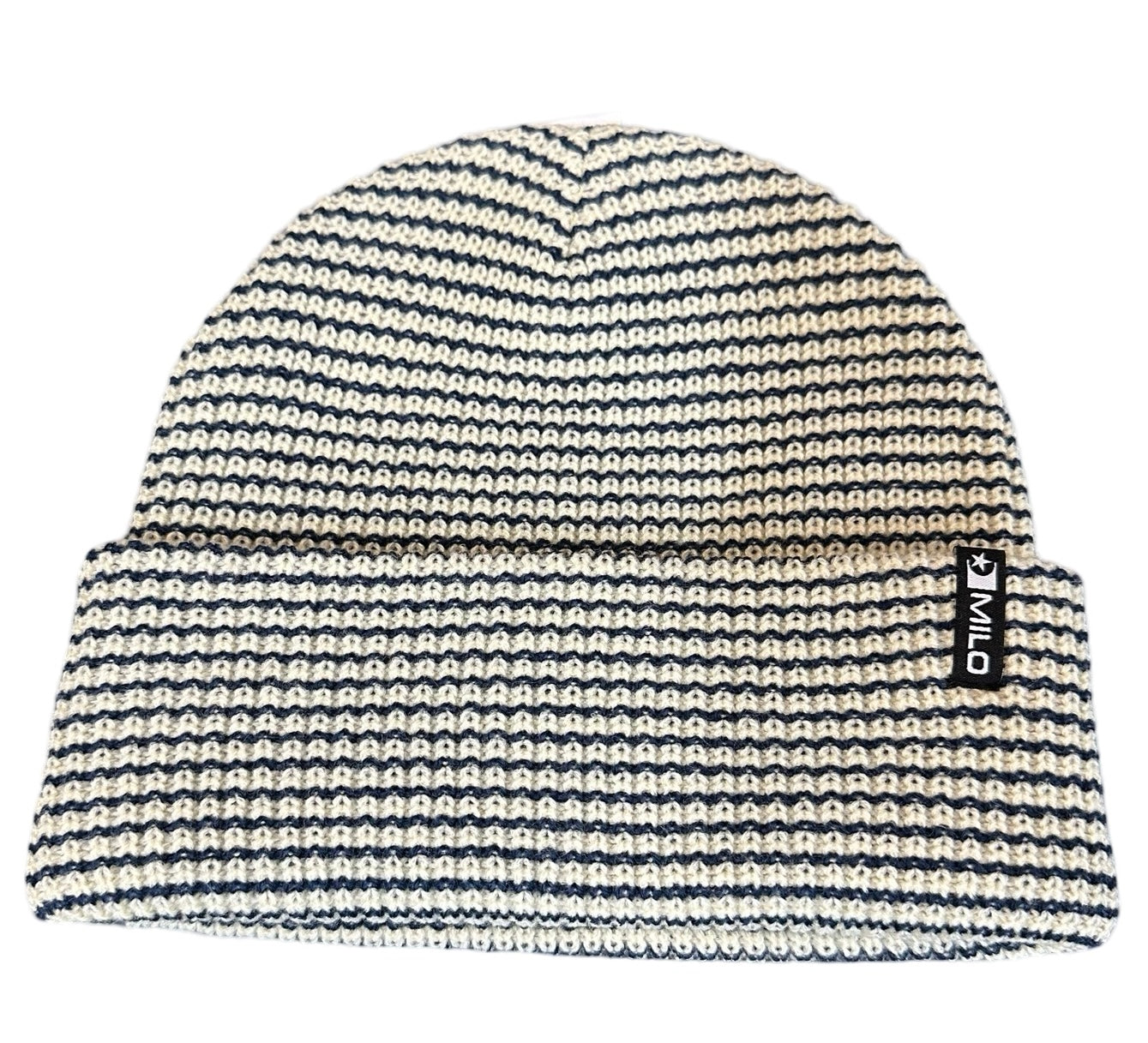 Milo x Autumn Mini Stripe Beanie in Navy and Natural 2025 - M I L O S P O R T