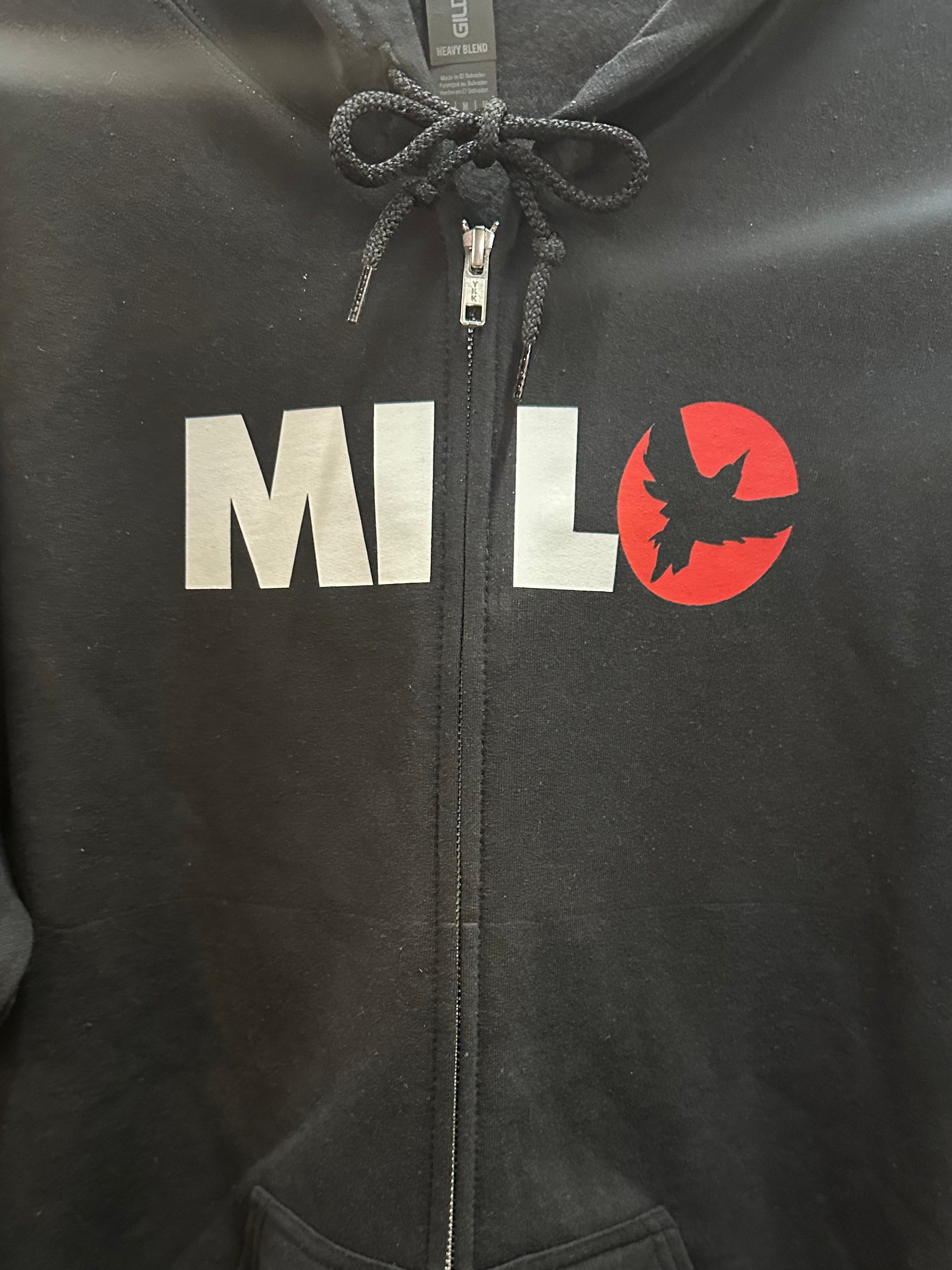 Milosport Block Logo Zip Hooded Sweatshirt in Black - M I L O S P O R T
