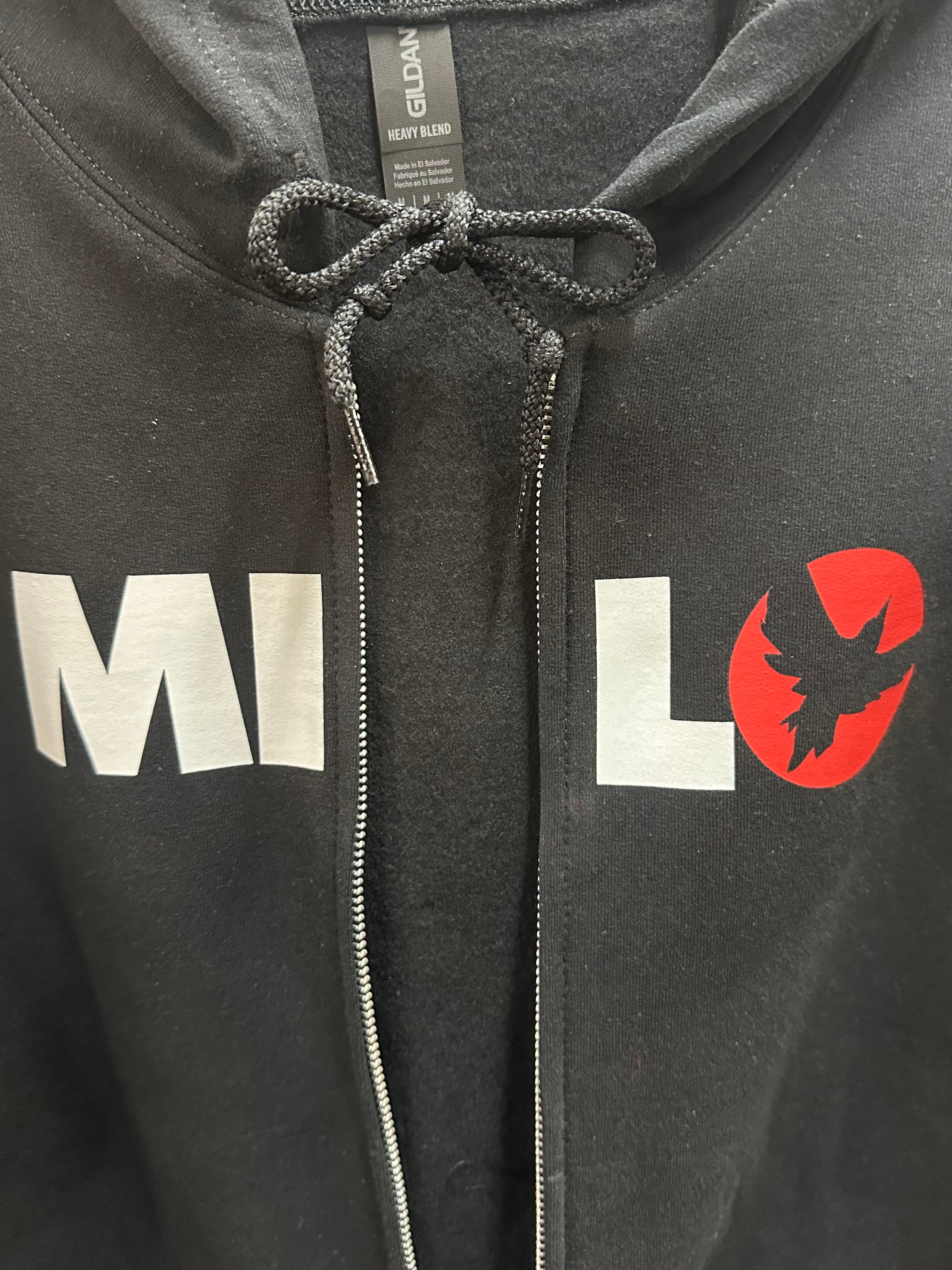 Milosport Block Logo Zip Hooded Sweatshirt in Black - M I L O S P O R T