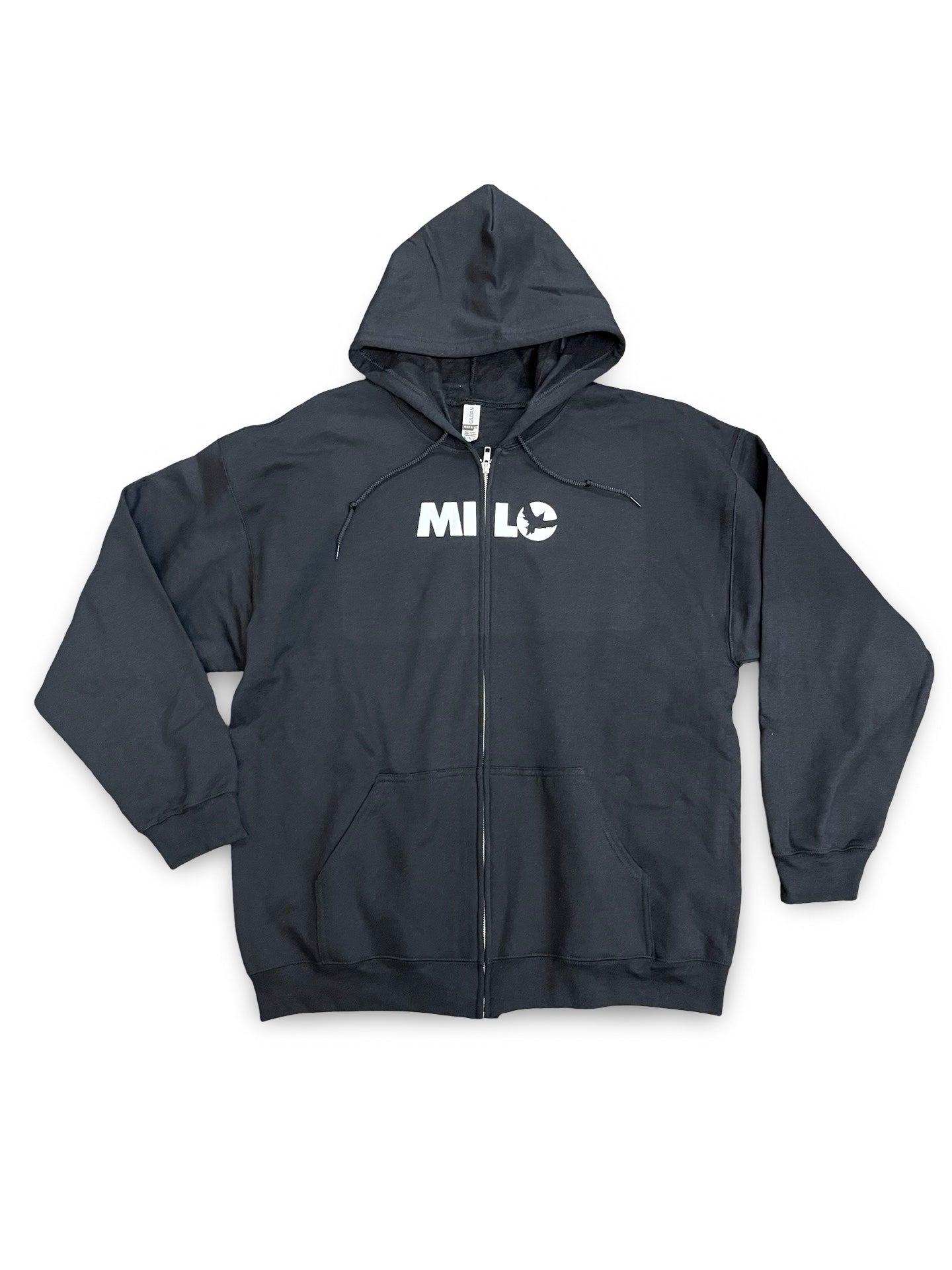 Milosport Block Logo Zip Hooded Sweatshirt in Black and White - M I L O S P O R T