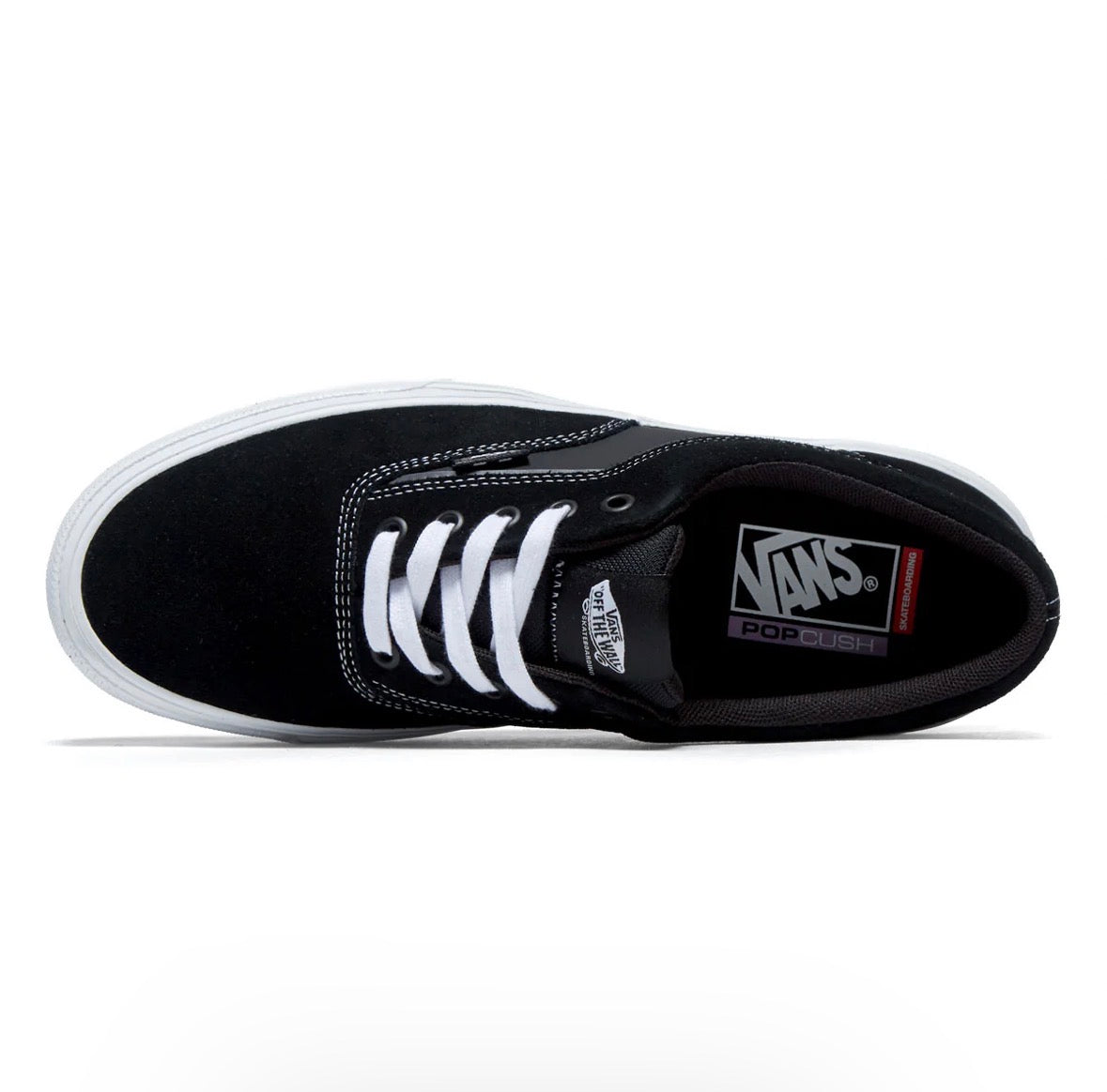 Vans Skate Era Wafflecup shoes in black and white with classic skate shoe design and waffle sole pattern.
