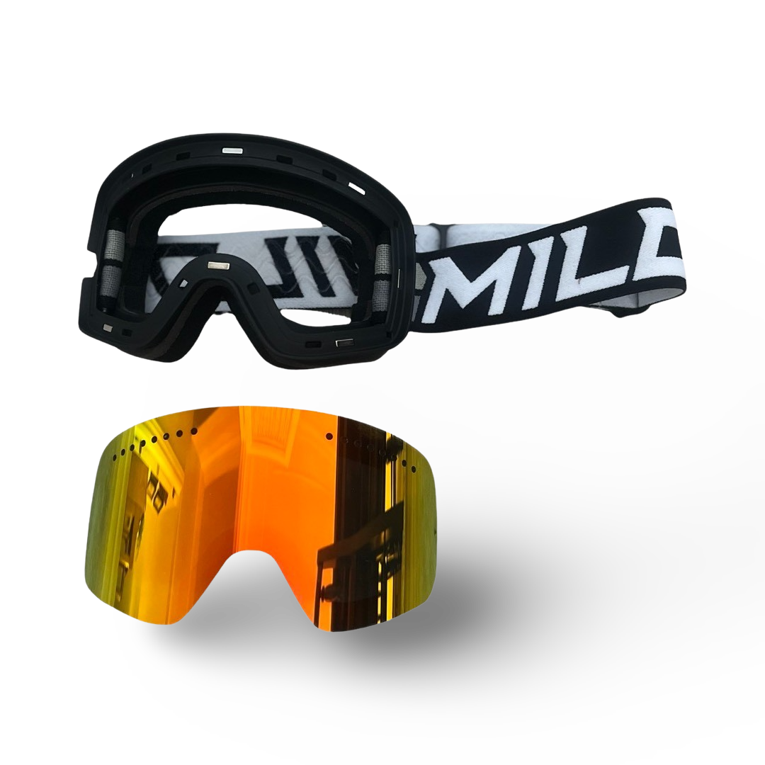 Milosport Team Magna Snow Goggle in Black and Fire Red with a Low Light Yellow Replacement Lens - M I L O S P O R T