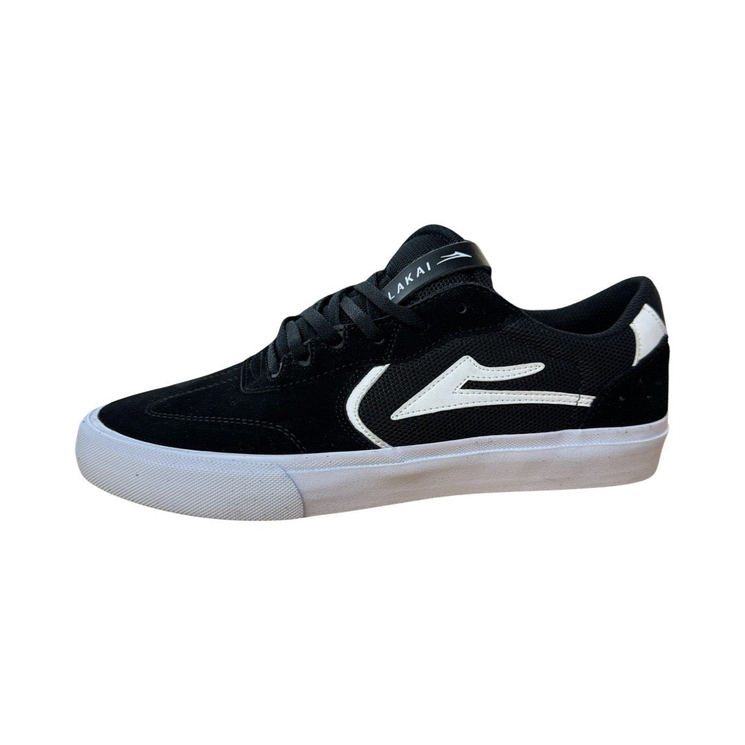 Lakai Atlantic Vulc Skate Shoe in Black and White Suede - M I L O S P O R T