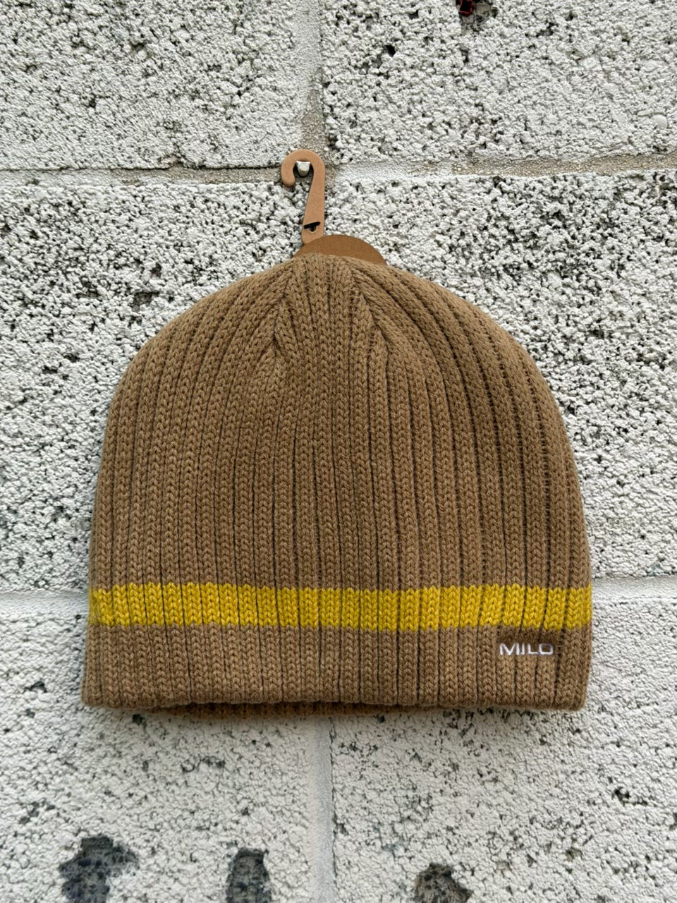 Milo x Autumn Stamnes Beanie in Tan and Yellow 2027
