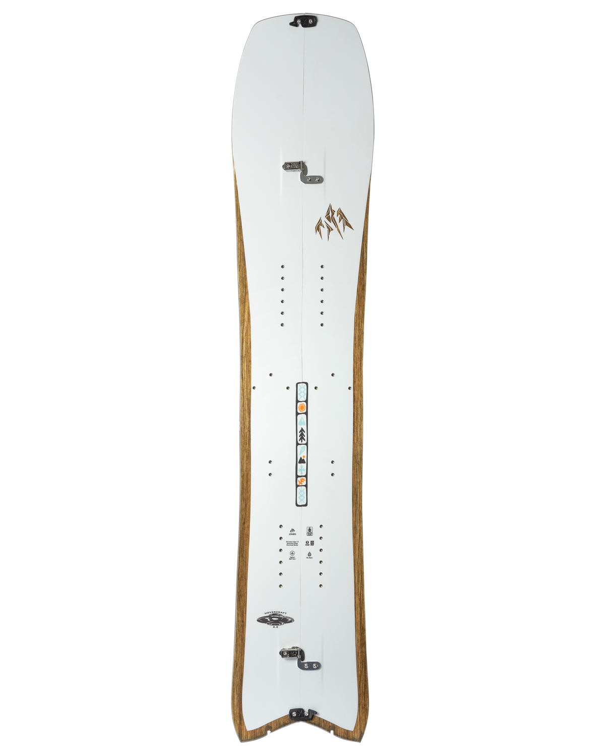 Jones Hovercraft 2 Splitboard 2027 snowboard with splitboard design, featuring a sleek Jones brand finish and versatile snowboarding features.