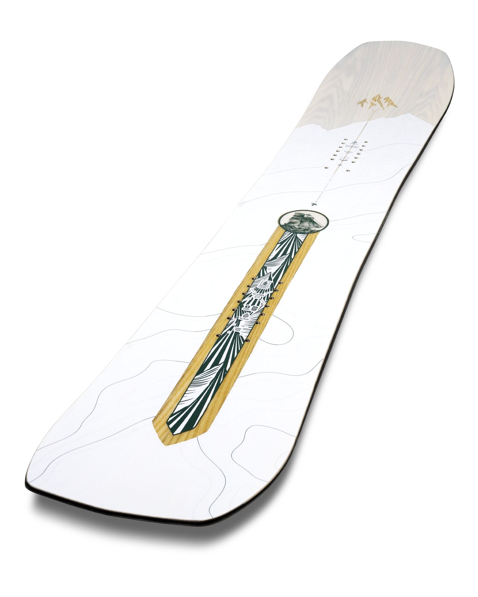 Jones Women's Flagship Snowboard 2027 side view showing its sleek design and durable construction for winter snowboarding.