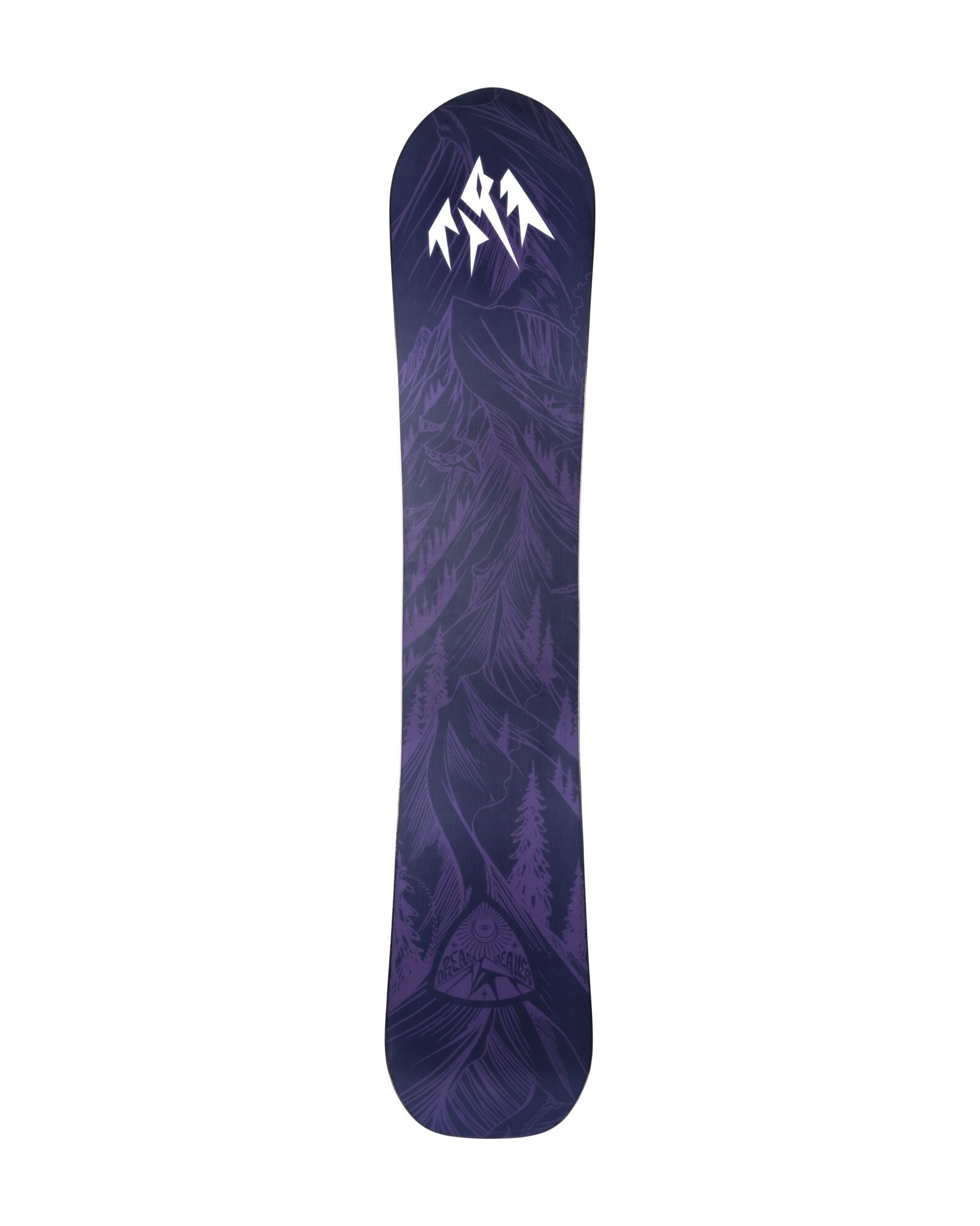 Jones Womens Dream Weaver 2 snowboard for women, featuring a full base shot showcasing its design and construction.