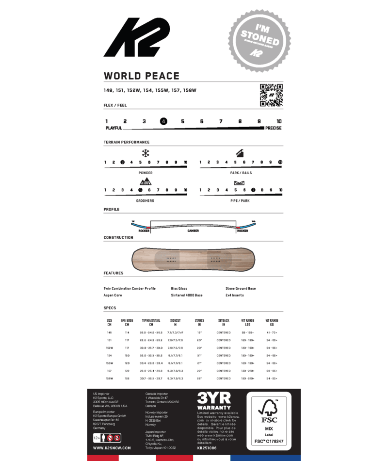K2 World Peace Snowboard 2026 - M I L O S P O R T