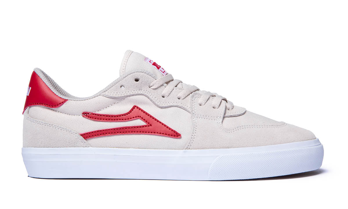 Lakai York Skate Shoe in White and Red Suede - M I L O S P O R T