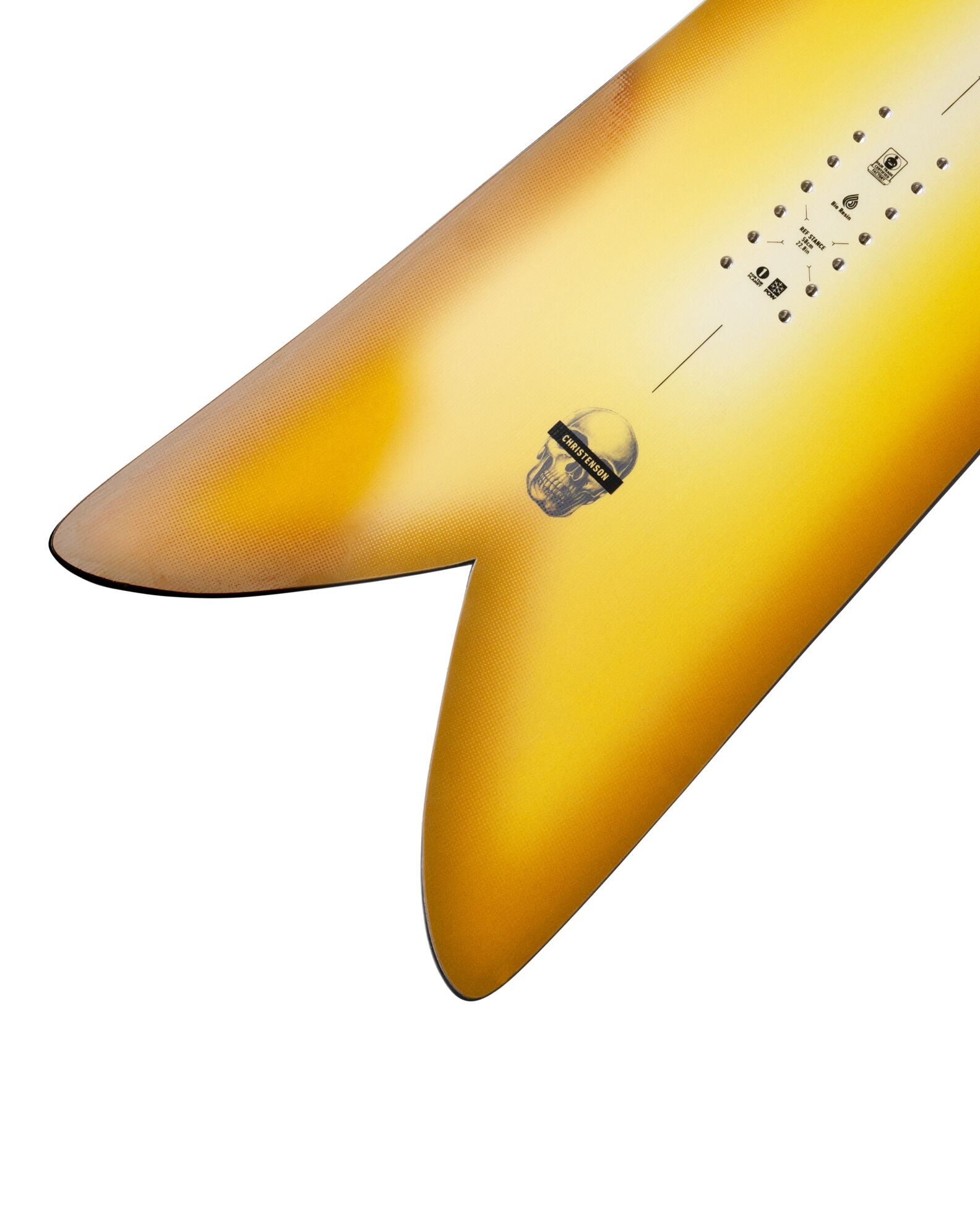 Jones Storm Wolf Snowboard 2027, a close-up of the snowboard with the Jones logo and Storm Wolf design visible.