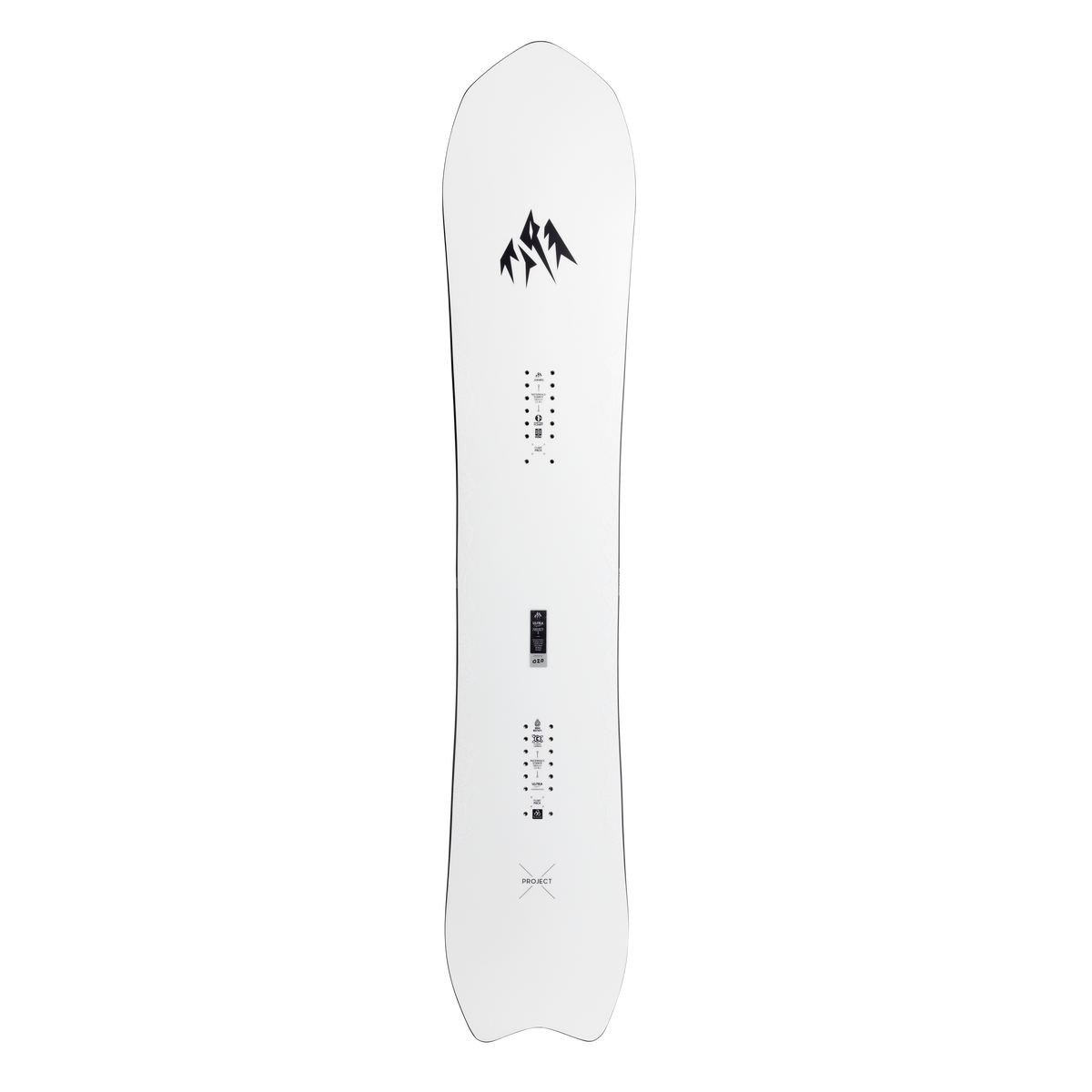 Jones Ultralight Project X snowboard for men, showcasing the sleek design and graphics for winter snowboarding.