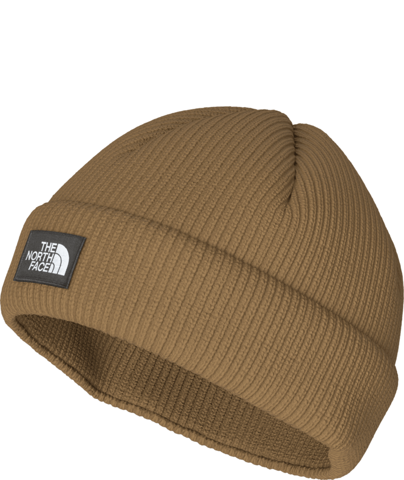 The North Face Brown and Tan Knit Beanies The North Face Hat Tan Brown Knit Beanie Logo Ribbed Lined  main image 2