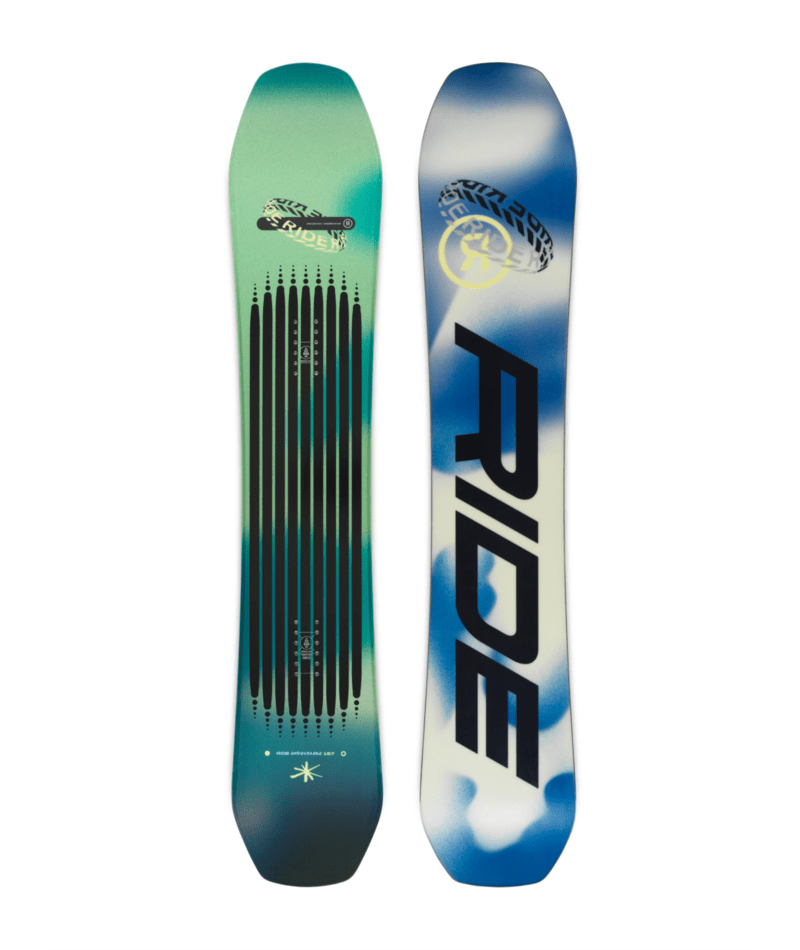 ride 51 system snowboard Shadowban 2025 Ski Pro AZ Widespread carbon stringers placed at the binding zone gather input from any stance width and all pressure angles RIDE ZERO SNOWBOARD 2026