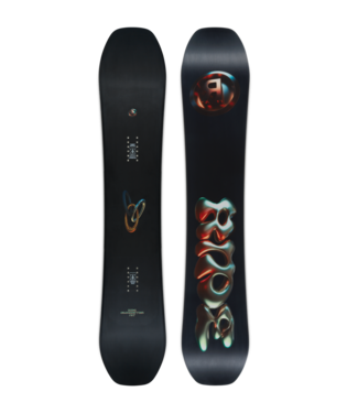 Ride Algorythm Snowboard 2027, detailed view showing the snowboard's design and brand logo on a sleek snow surface.