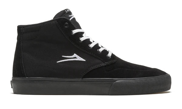Lakai Riley 3 High Skate Shoe in Black and Black Suede
