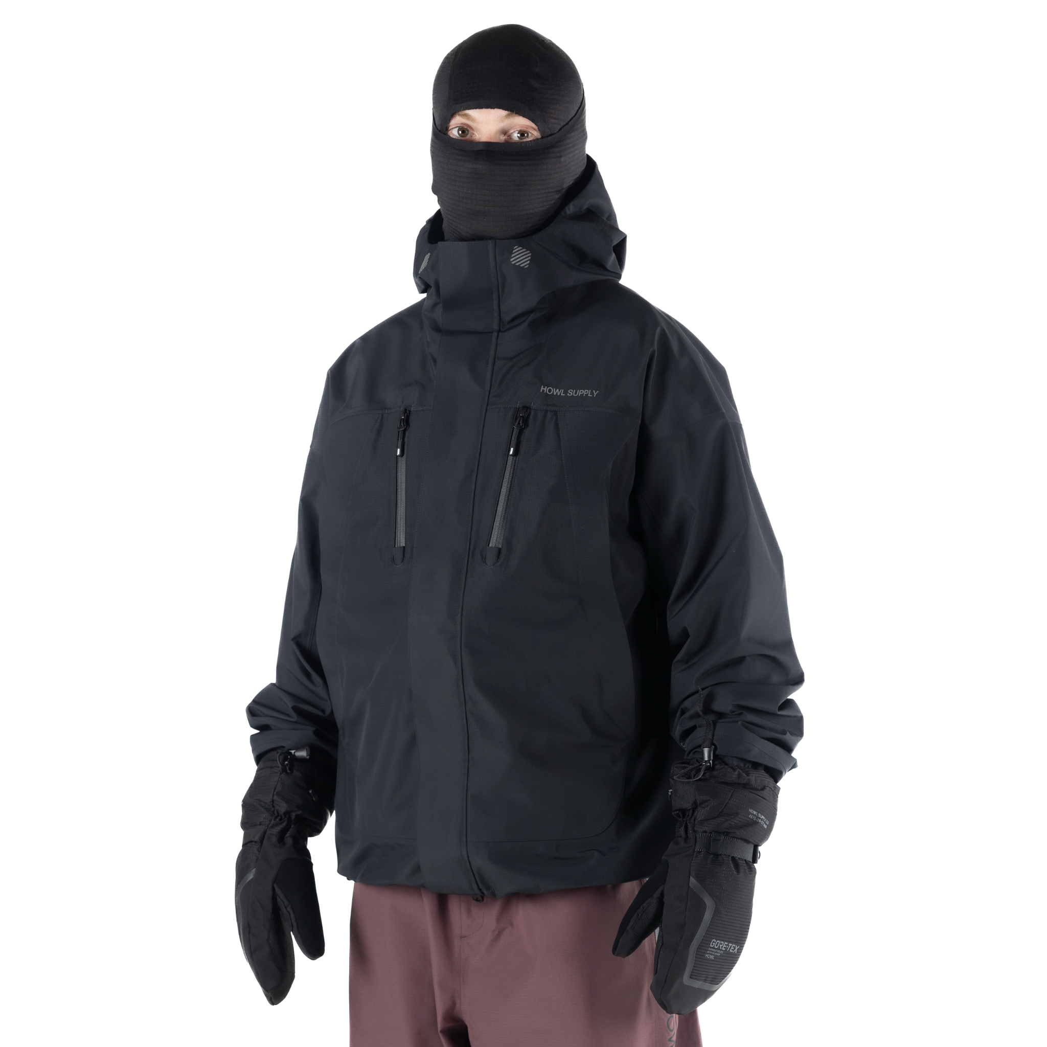 Black Howl Shell Jacket for men and women, lightweight waterproof outerwear with a sleek, durable shell design.