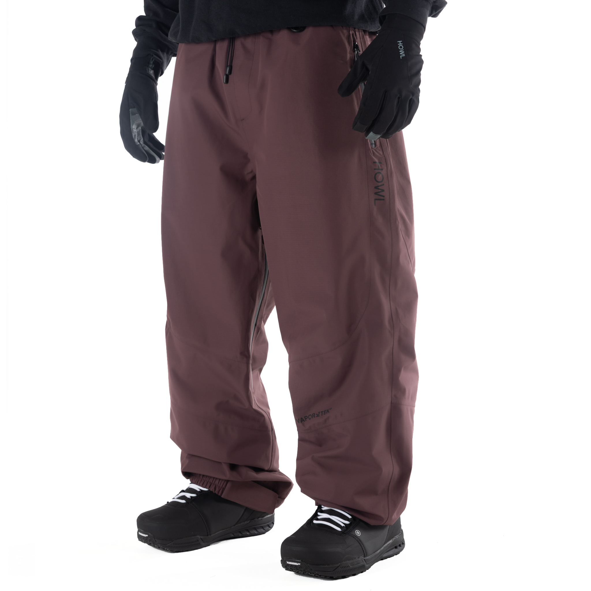Howl Shell Pant in plum, unisex waterproof shell pants for men and women, designed for outdoor activities and weather protection.