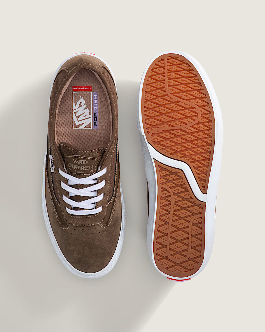 Vans Skate Curren Caples shoe in vintage cocoa color, featuring classic skateboarding style and durable design.