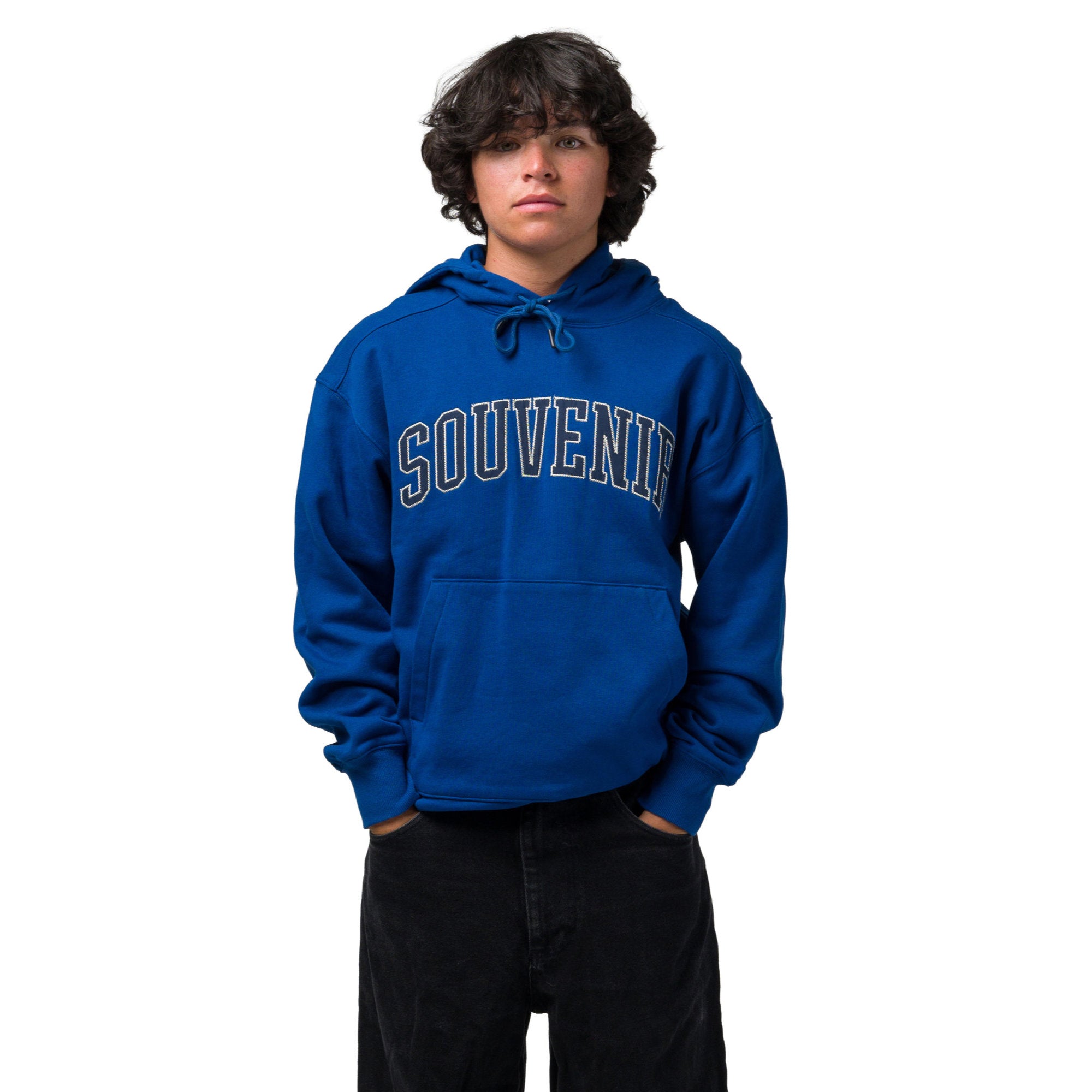 The new Souvenir Collegiate Hoody_Front_Petrol Blue Milosport with a white background