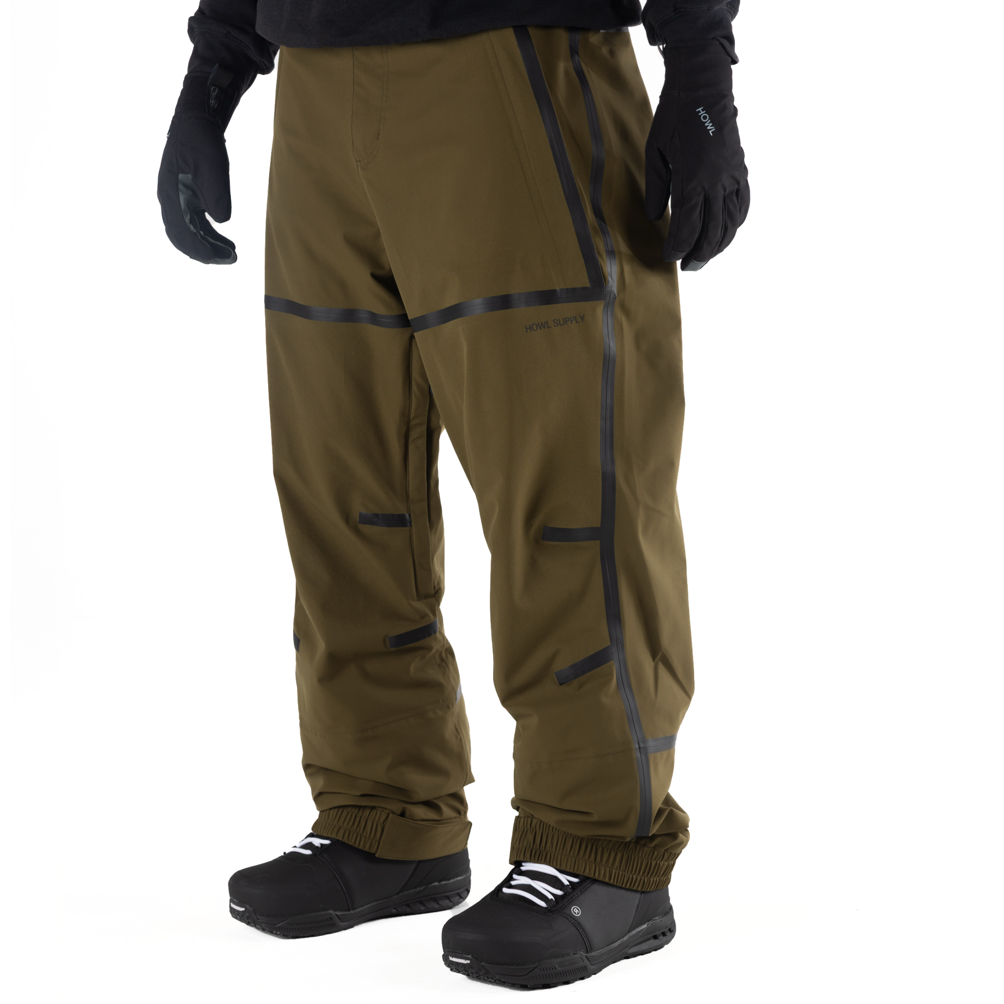Howl taped olive pant for men and women featuring a sleek, modern design with taped details and a comfortable fit.