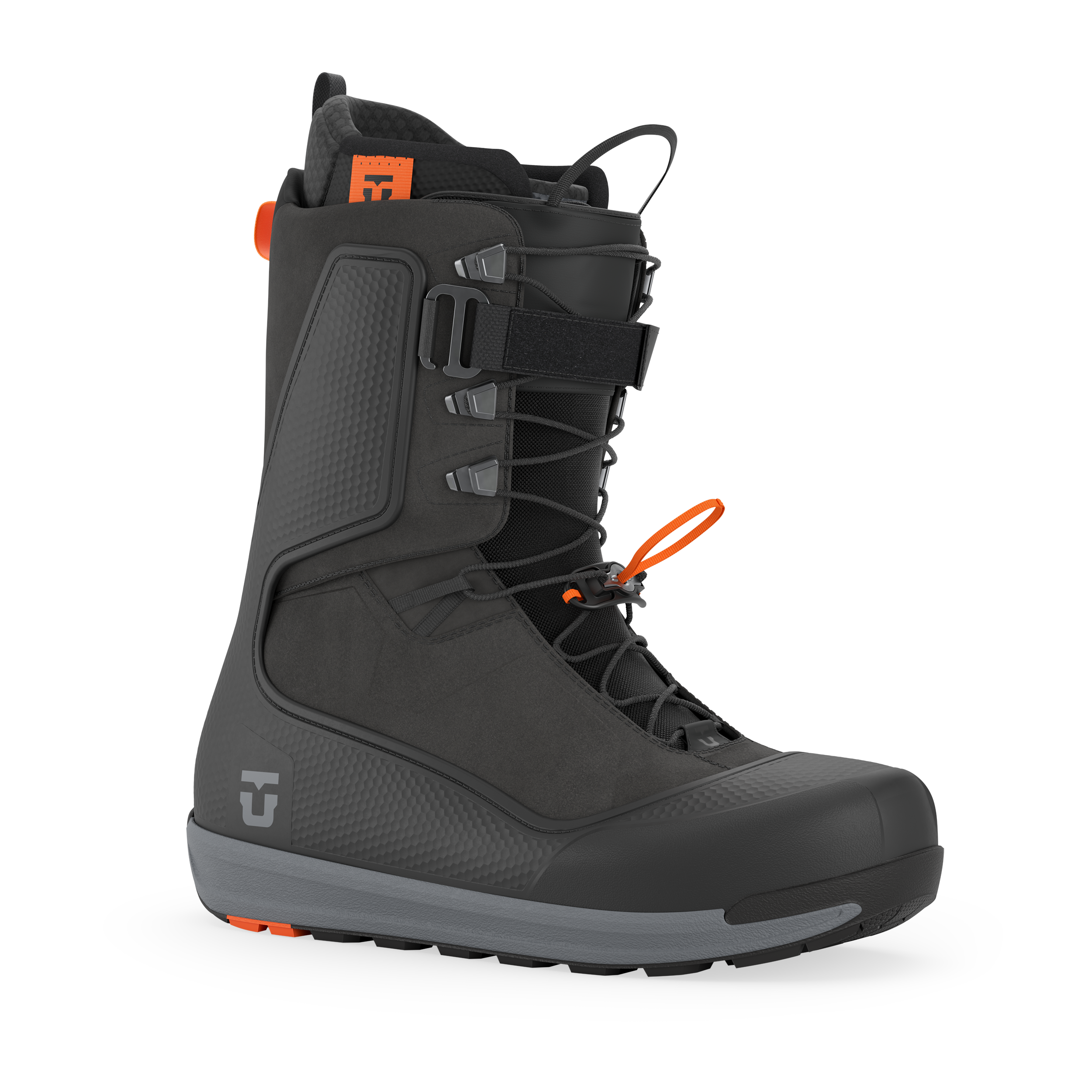 Union Factory Snowboard Boot 2027 in black, showing the durable design and secure lacing system for winter snowboarding.