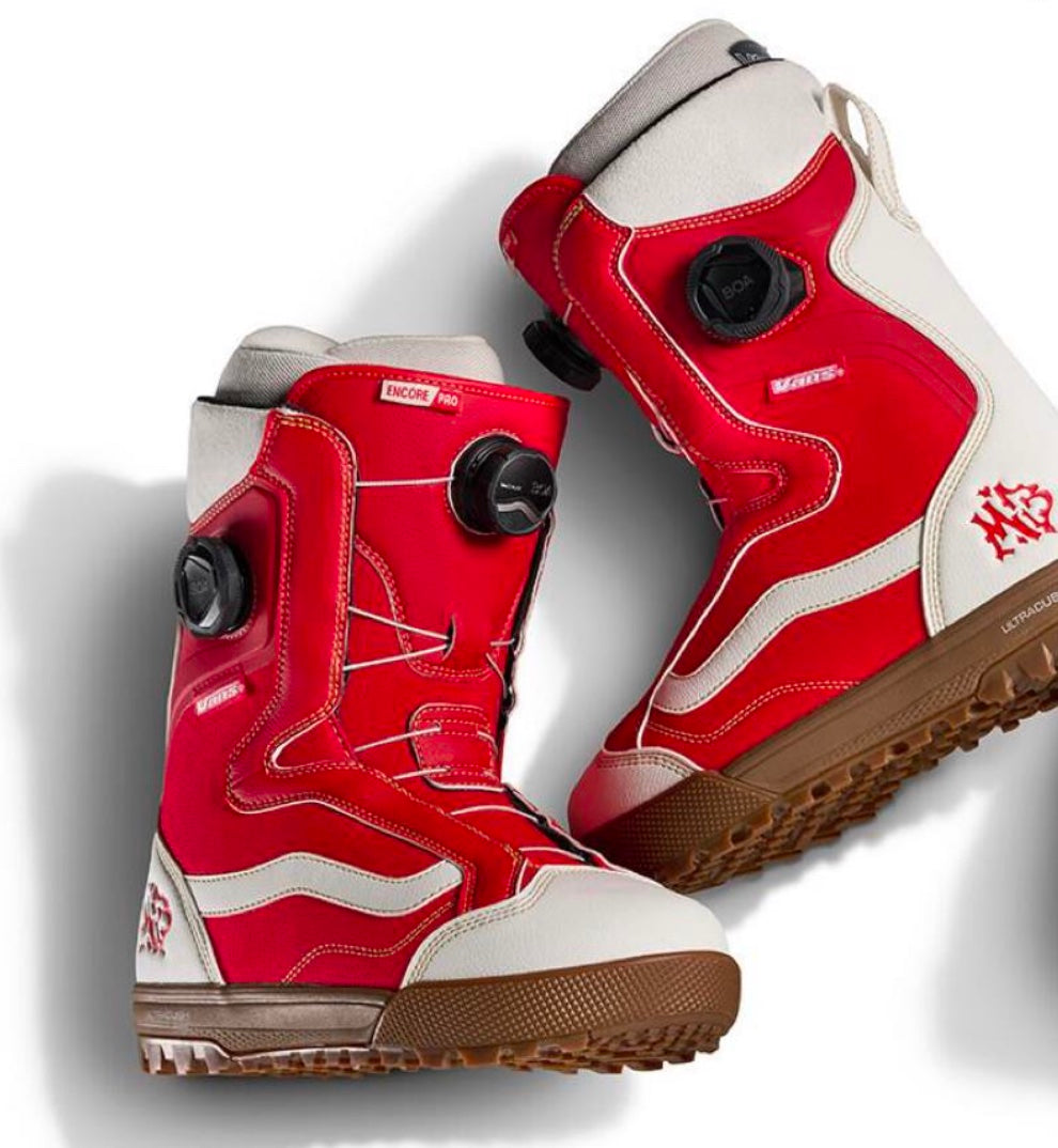 Vans Encore Pro Mia Brooks Excellence Olympic Womens Snowboard Boot in Racing Red and Marshmellow White2026