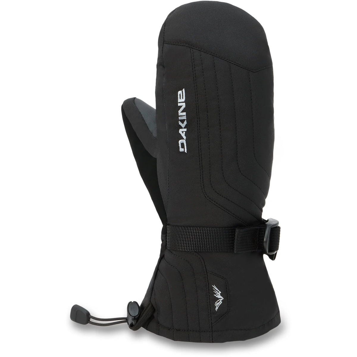 Dakine Women's Camino 2.0 Mitt in black, insulated winter mitt with adjustable wrist strap and fleece lining.