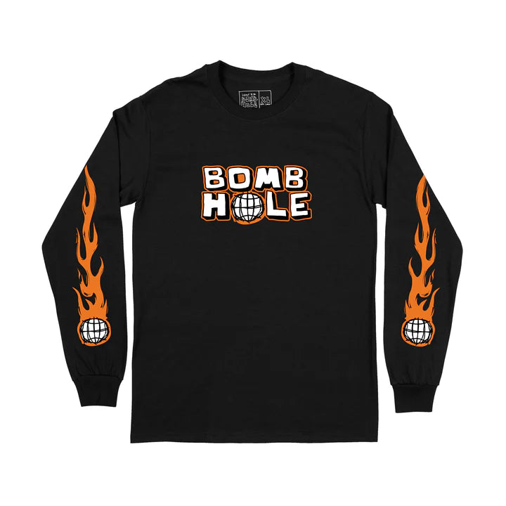 The Bomb Hole Flames Long Sleeve T Shirt in Black - M I L O S P O R T
