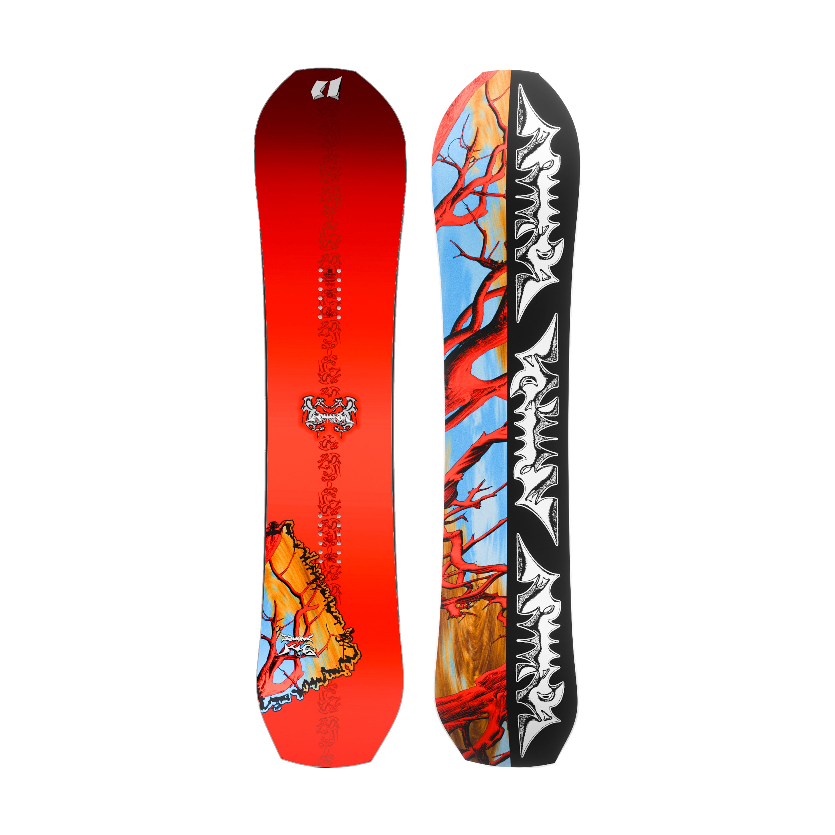 Armada Squonk Snowboard 2027 with a sleek design, showcased on snow, highlighting its construction and brand logo.