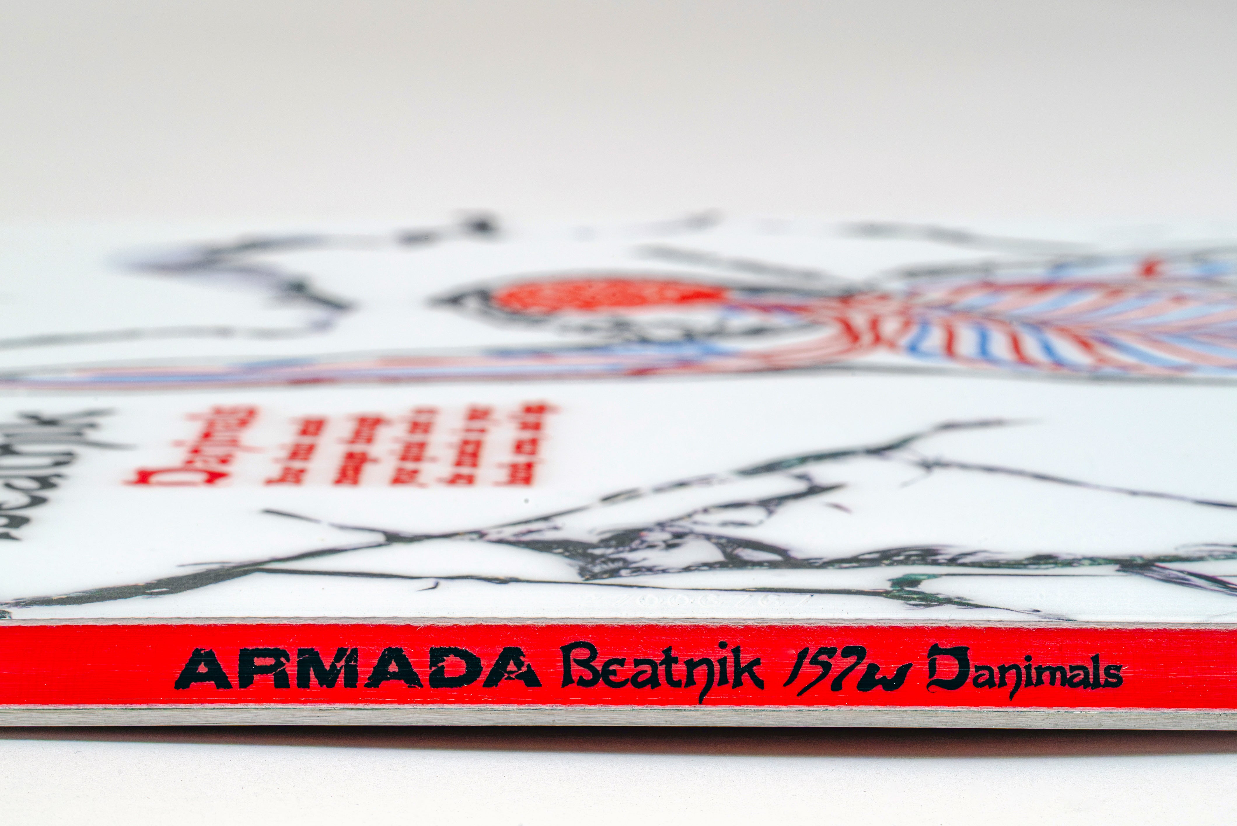 Armada Beatnik Snowboard 2027 sidewall view, showcasing the snowboard's design and construction details.