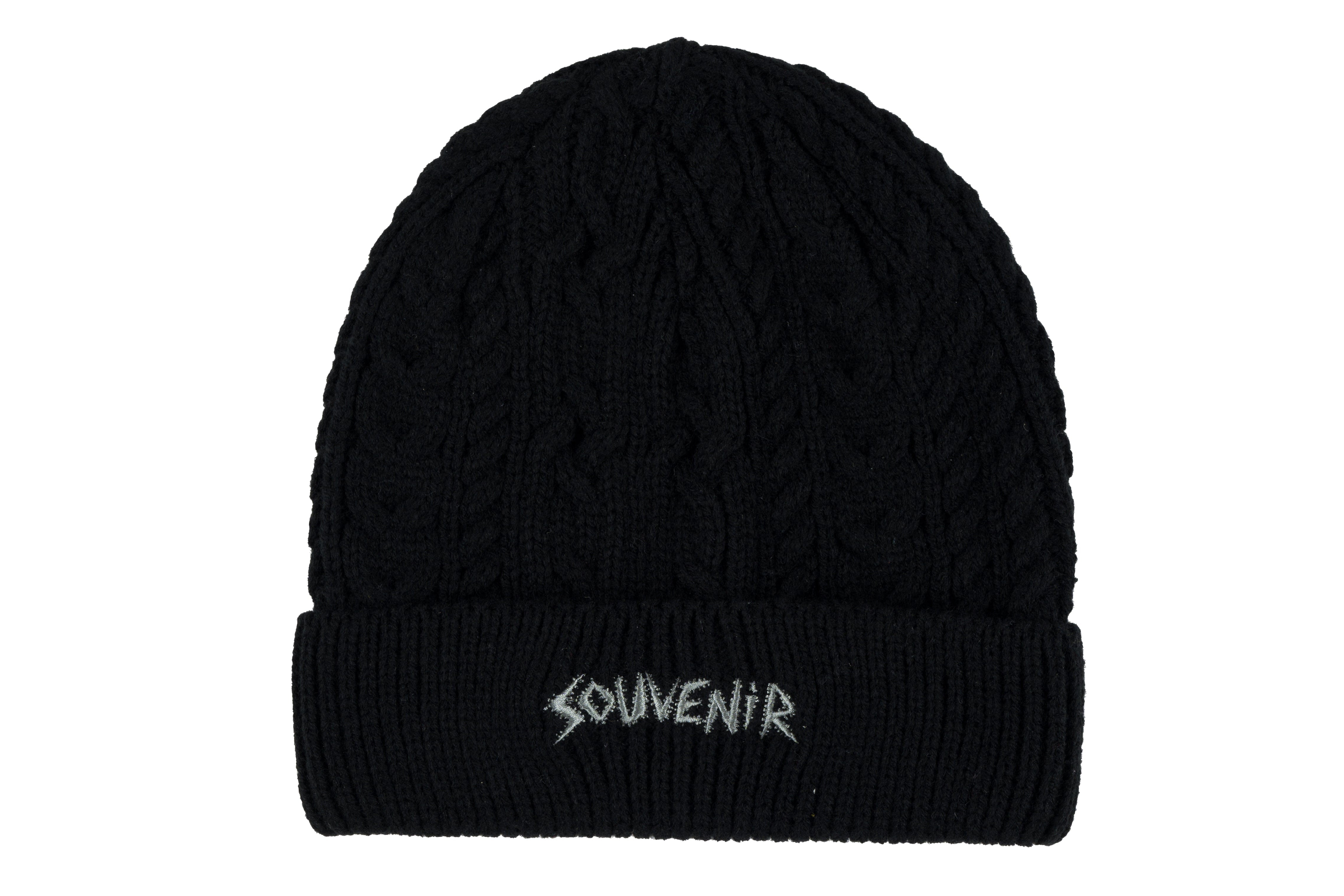 Souvenir Cable Knit Beanie 2027, unisex men's and women's warm knit hat with cable pattern and cozy design.