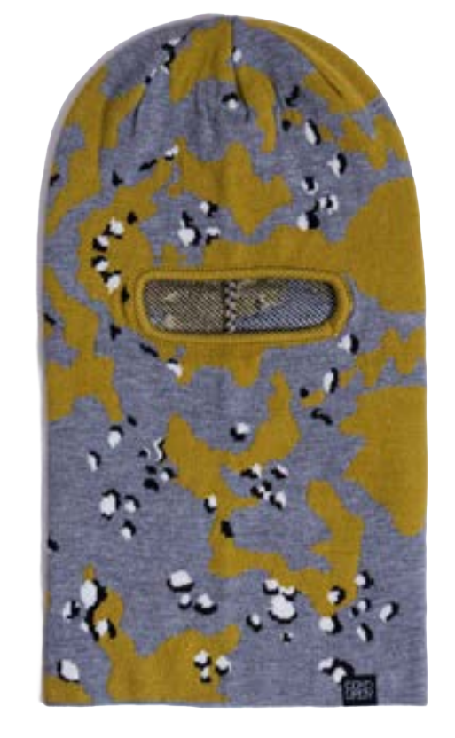 Corduroy Chip Camo face mask for men and women with a camouflage pattern, made of soft corduroy fabric.
